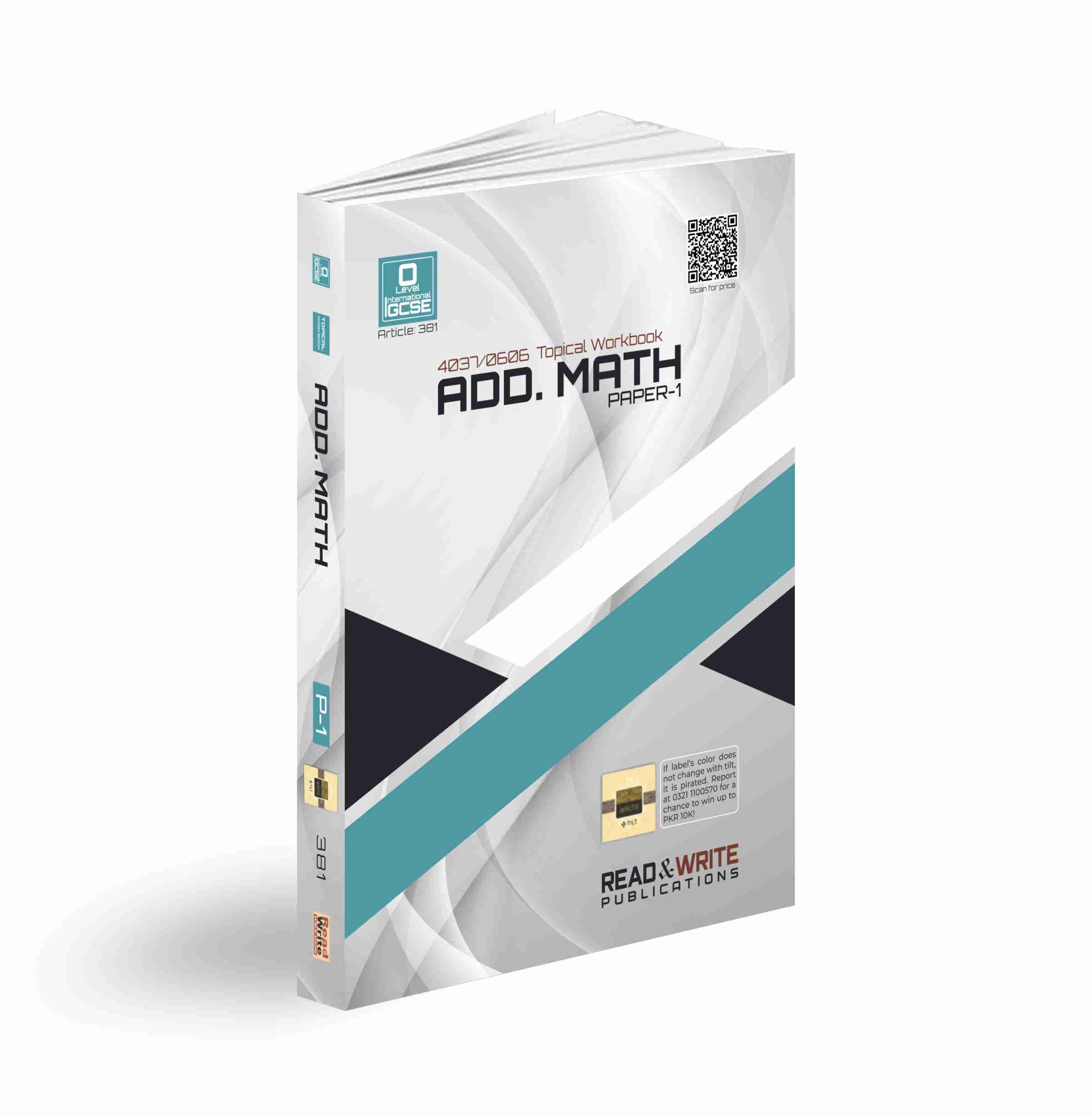 O Level Additional Mathematics Paper-1 Topical Workbook 4037/0606 | Read & Write Publications